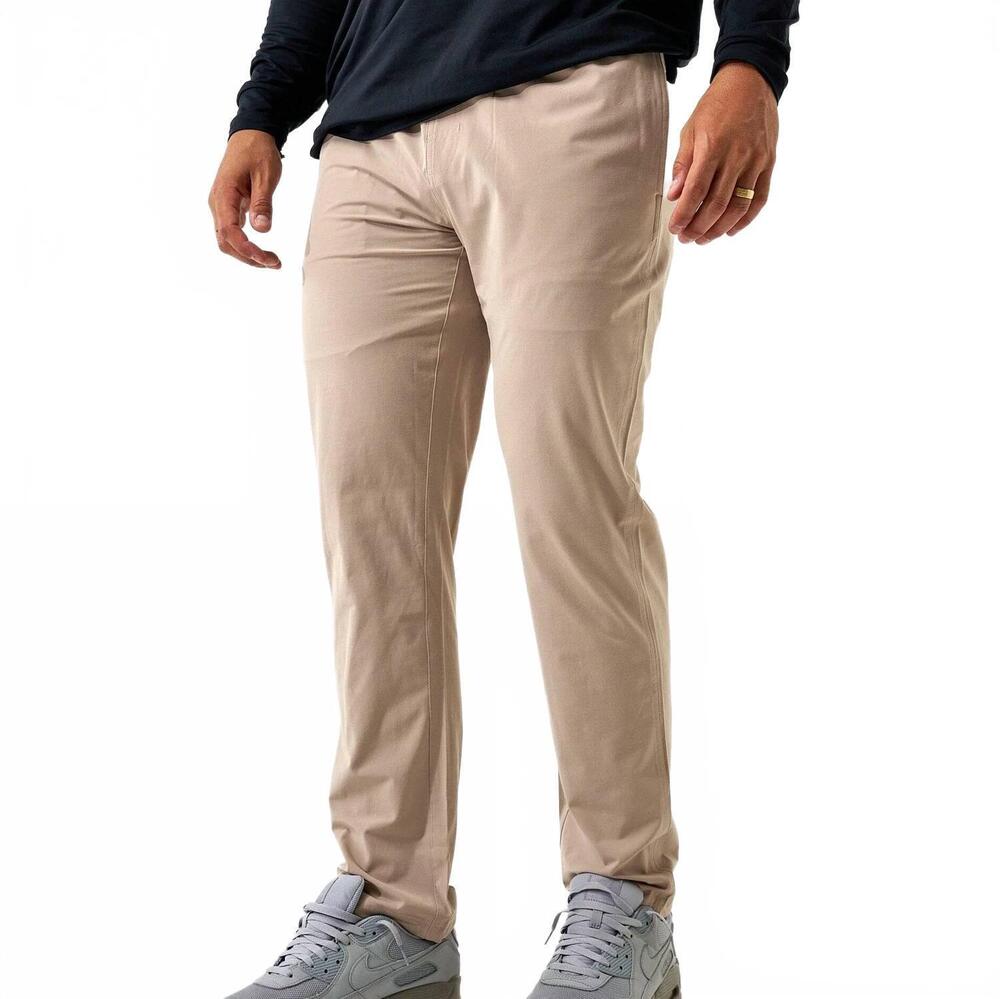 NEW BURLEBO men's performance pants in cobblestone khaki